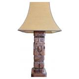 Ponce Monolith Wooden Tiki Table Lamp with Shade,