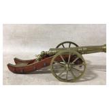 Brass and Wood Model Cannon with Spoked Wheels