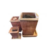 Set of 3 Large Terracotta Planters with Small Roun