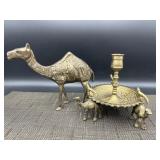 Vintage Brass Camel &  Unique Candle Holder