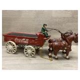 Cast Iron Coca Cola Horse Drawn Wagon 12"