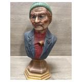 Old Man of The Sea Bust on wooden base 11" tall