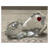 Fenton Crouching Cat With Red Heart