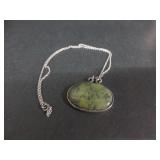 STERLING SILVER PENDANT - POLISHED STONE & CHAIN