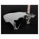 OLD ART GLASS HAND BLOWN COW FIGURINE