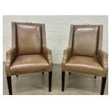 Qty (10) Wesley Hall Lg. Brown Leather Arm Chairs