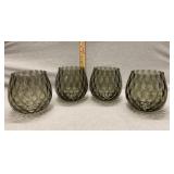 Vintage Smoked Glass Lampshades 4pc