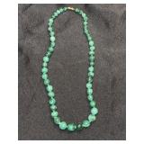 MALACHITE KNOTTED GRADUATED BEAD NECKLACE 20 "