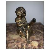 5 " VINTAGE METAL CHERUB PEN HOLDER