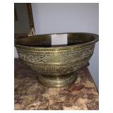 VINTAGE ETCHED BRASS BOWL - 11 X 5.5 "