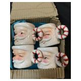 4 VINTAGE CERAMIC SANTA MUGS IN ORIGINAL BOX