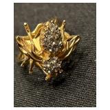 JEWELED BEE SIZE 6 LADIES RING WITH TAG