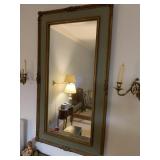 ANTIQUE WALL MIRROR - CORNER DAMAGE ON FRAME - 27