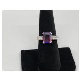 Variegated Amethyst and Diamond Ring