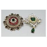 Emerald, Diamond, Ruby, etc. Brooches