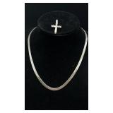 Silver Necklace and Cross Pendant