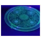 Vintage Uranium Glass Cake Plate