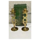 Vtg. Solid Brass Candle Holders