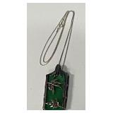 Vtg. Jade Pendant w/925 Marked Necklace