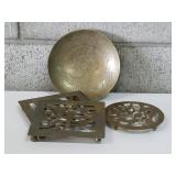 Vintage Brass Trivets and Dish