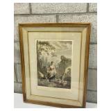 Vtg. "La Jeune Bergere" Framed Art