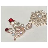 Diamond w/ Pearl Brooches (2)