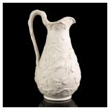 Mid 19th C. English Embossed Parian Ware Pitcher