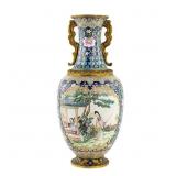 Chinese Cloisonne Famille Rose Baluster Picture Va