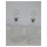 Two 11" Etched Glass Decanters