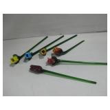 Six Assorted 12" Glass Flowers See Info