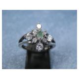 S.S. Vtg. Hallmarked Emerald CZS Ring