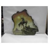 Vtg Wood 3D Last Trail Signed Painting Mexico See