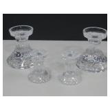 Four Crystal Glass Candle Holders Tallest 4.25"
