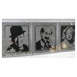 3 Vtg 1974 Framed Mirrored MGM Movie Stars See