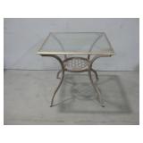 30"x 30"x 28" Metal Table W/Glass Top See Info