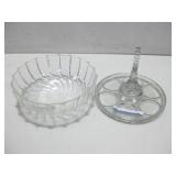 8" x 7" Vtg Glass Beverage Caddy Vtg Serving Bowl