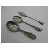 Three Vtg Birth Spoons