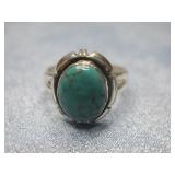 Vtg S.S. N/A Turquoise Ring Hallmarked