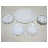 Fenton Glass Bowls & Saucers W/Glass Plate See