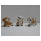 Three Vtg 3.5" Ceramic Glazed Dogs