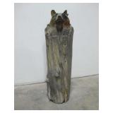 32" Wooden Stump W/Carved Raccoon See Info