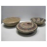 Three Woven Baskets W/One Lid