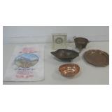 Copper Ware, Cloth Flour Bag W/Quartz Clock See