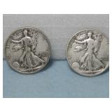 Two Walking Liberty Half Dollars 90% Silver