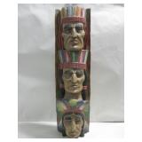 11" x 34.5" Wood Carved Native American Totum