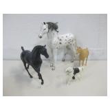 Four Toy Plastic Horses Largest 10" x 11"