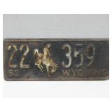 Vtg 1953 Wyoming License Plate