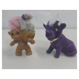 Vtg 4" Two Headed Troll Vtg Felt Bull