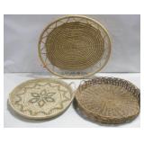 Three Woven Basket Items Widest 20"