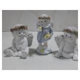 Three Plaster Angel Statues Tallest 7.5"